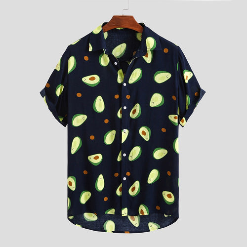 Fluorescent Color Men Shirt Summer High Quality Breathable Hawaiian Shirt