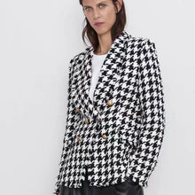 Load image into Gallery viewer, RR Double Breasted Blazers Women Fashion Houndstooth Casual Jackets
