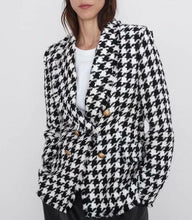 Load image into Gallery viewer, RR Double Breasted Blazers Women Fashion Houndstooth Casual Jackets