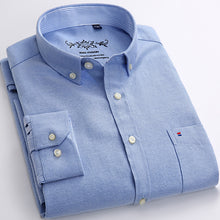 Load image into Gallery viewer, Mens Long Sleeve Solid Oxford Dress Shirt with Left Chest Pocket High-quality Male
