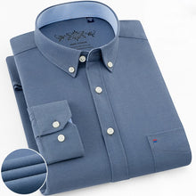 Load image into Gallery viewer, Mens Long Sleeve Solid Oxford Dress Shirt with Left Chest Pocket High-quality Male