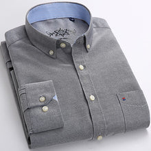 Load image into Gallery viewer, Mens Long Sleeve Solid Oxford Dress Shirt with Left Chest Pocket High-quality Male