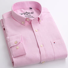 Load image into Gallery viewer, Mens Long Sleeve Solid Oxford Dress Shirt with Left Chest Pocket High-quality Male