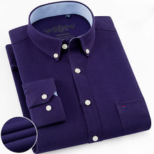 Load image into Gallery viewer, Mens Long Sleeve Solid Oxford Dress Shirt with Left Chest Pocket High-quality Male