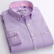 Load image into Gallery viewer, Mens Long Sleeve Solid Oxford Dress Shirt with Left Chest Pocket High-quality Male