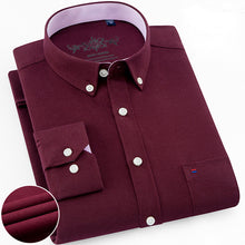 Load image into Gallery viewer, Mens Long Sleeve Solid Oxford Dress Shirt with Left Chest Pocket High-quality Male