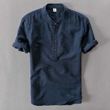 Load image into Gallery viewer, 2019 New Summer Brand Shirt Men Short Sleeve Loose Thin Cotton Linen Shirt Male Fashion