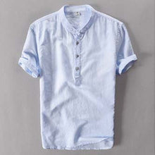 Load image into Gallery viewer, 2019 New Summer Brand Shirt Men Short Sleeve Loose Thin Cotton Linen Shirt Male Fashion