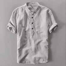 Load image into Gallery viewer, 2019 New Summer Brand Shirt Men Short Sleeve Loose Thin Cotton Linen Shirt Male Fashion
