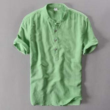 Load image into Gallery viewer, 2019 New Summer Brand Shirt Men Short Sleeve Loose Thin Cotton Linen Shirt Male Fashion
