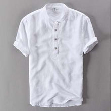 Load image into Gallery viewer, 2019 New Summer Brand Shirt Men Short Sleeve Loose Thin Cotton Linen Shirt Male Fashion